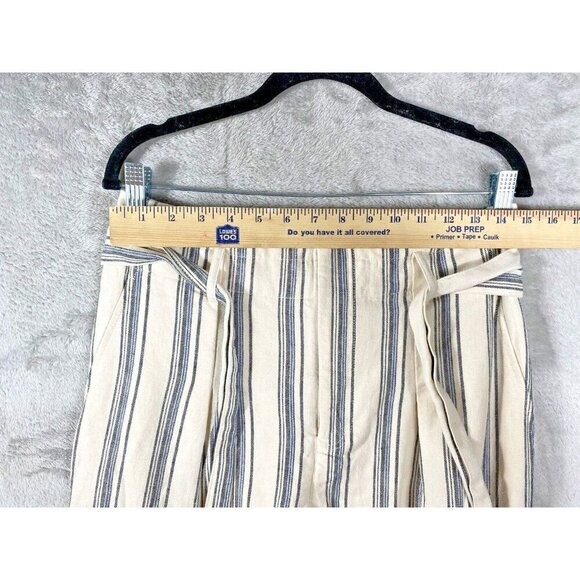 Lauren Ralph Lauren Striped Linen-Blend Pants Size 4P | Belted High-Waist | - Picture 9 of 13